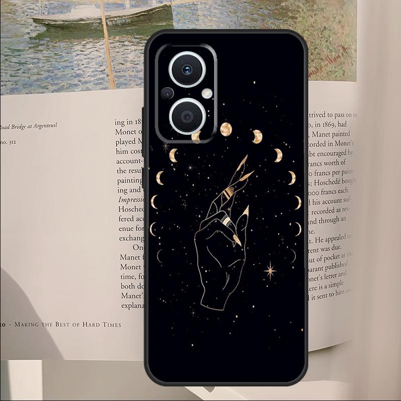Гадание Луна Звезды Руки Искусство Чехол для OPPO Reno 11F 12F 13F 14F 10 11 12 13 14 Pro 7 8 Lite OPPO Find X6 X8 X9 Pro Чехол