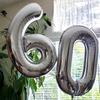 Серебряные фольгированные шары-цифры 32 дюйма Большие цифры 0-9 Гелиевые Глобос Декор для вечеринки в честь дня рождения Свадебная годовщина Выпускной 2026