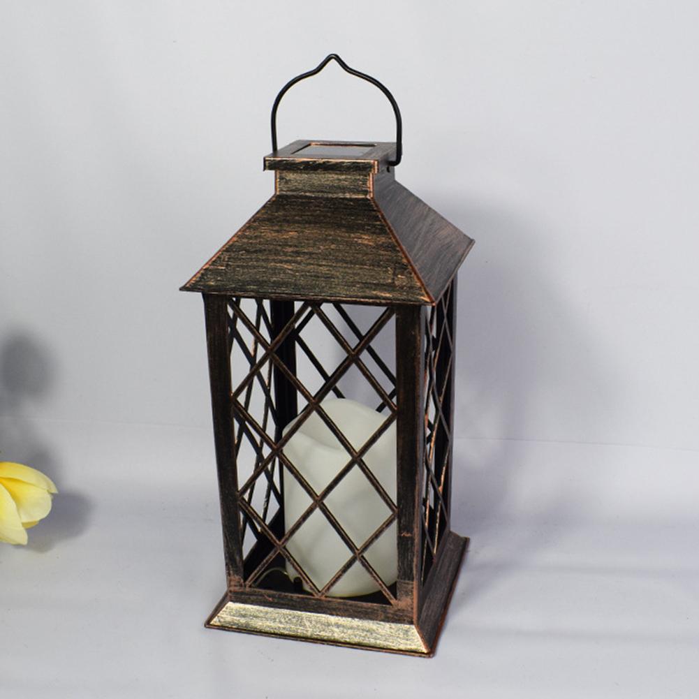 Lawn Lamp Solar Light Lantern Shape Hollow Designs Vintage Solar Powered Hanging Greensward Lamp for Decoration