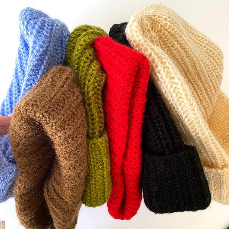 2025 японская шерстяная шапка женская осенне-зимняя вязаная шапка теплая защита ушей большая головка свободный ворс шапка