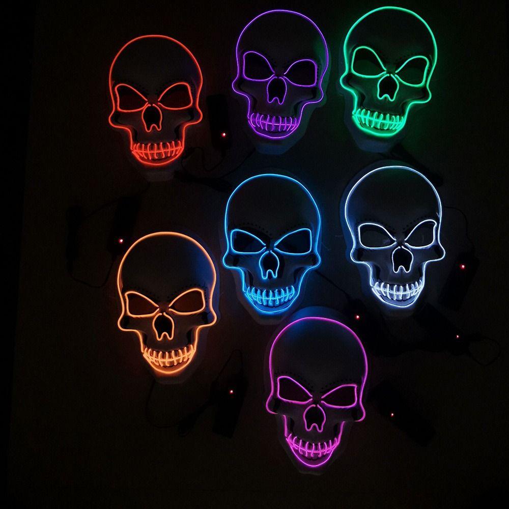 Маска-череп для Хэллоуина с LED-подсветкой, маска с холодным LED-светом, костюм для косплея, светящаяся маска-череп для вечеринки, косметический шар.