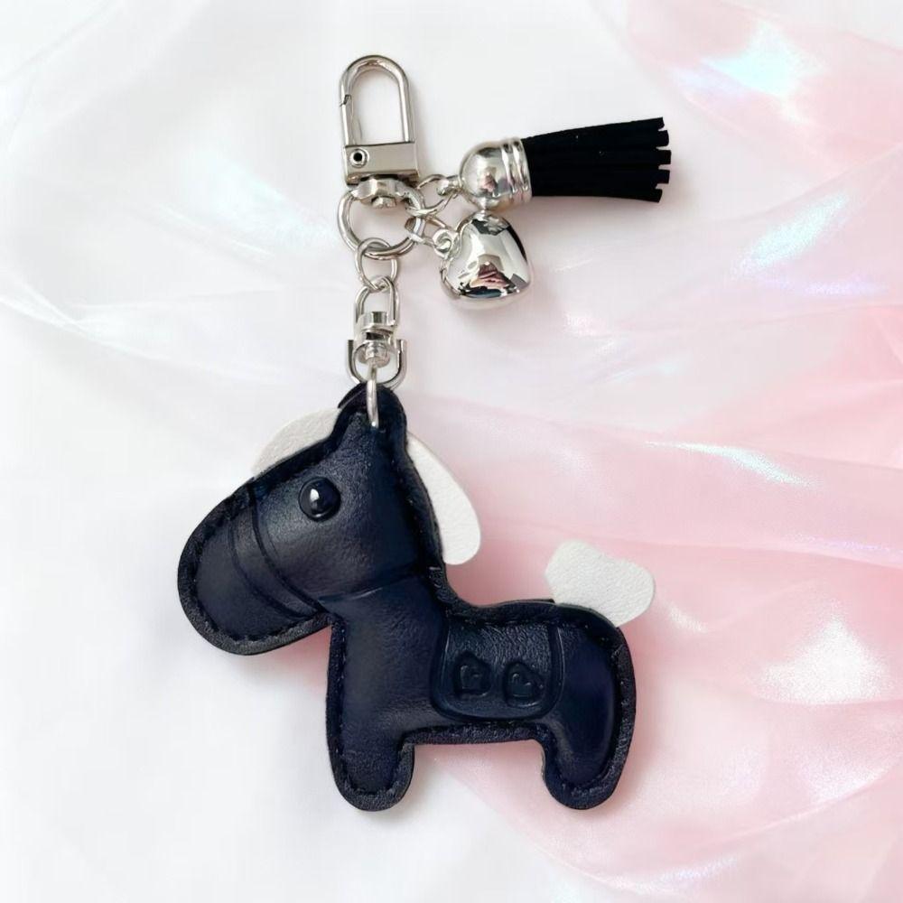Cartoon Pu Leather Horse Key Chain Heart Zodiac Pony Bag Hanging  Year of The Horse