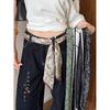 Cashmere Floral Silk Scarf: Women's Summer Thin Retro Ribbon, Neck Tie & Waist Accessory