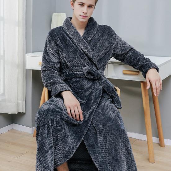 Парная зимняя ночная рубашка из плотного кораллового флиса, теплая, со шнуровкой, регулируемым поясом, отложным воротником и карманами, отличная впитываемость воды, средняя длина, женская домашняя одежда