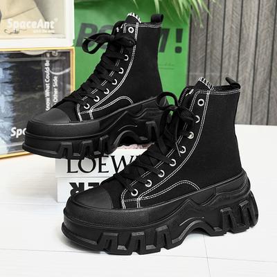 Обувь новая обувь толстая подошва увеличивающая рост мужская и женская парусиновая обувь высокий верх ветер большой размер обуви