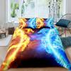Ice Fire Dragon Duvet Cover Set for Boys Oriental Beast Bedding Set Eastern Auspicious Animals Fairy Tale Comforter Cover
