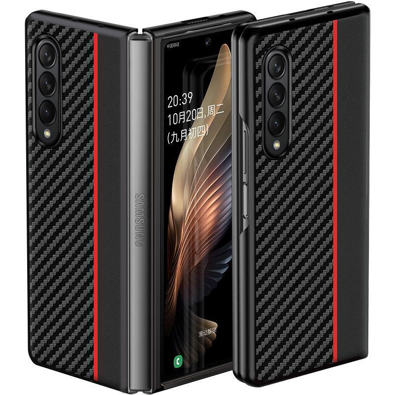 Чехол для Samsung Galaxy Z Fold4 Ультратонкий с текстурой из волокна Роскошная кожаная складная крышка Fold 4 Ударопрочный