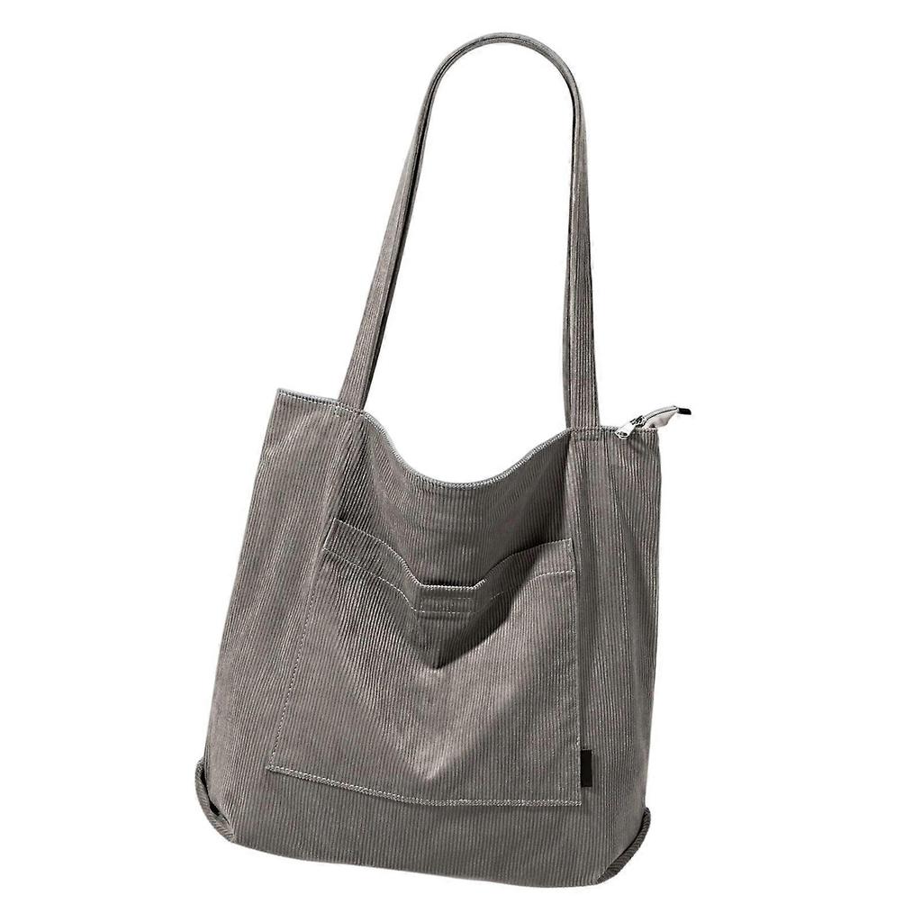 Women's Corduroy Shoulder Bag Large Capacity Handbag Casual Top Handle Bags for Students And Casual Enthusiasts Gray