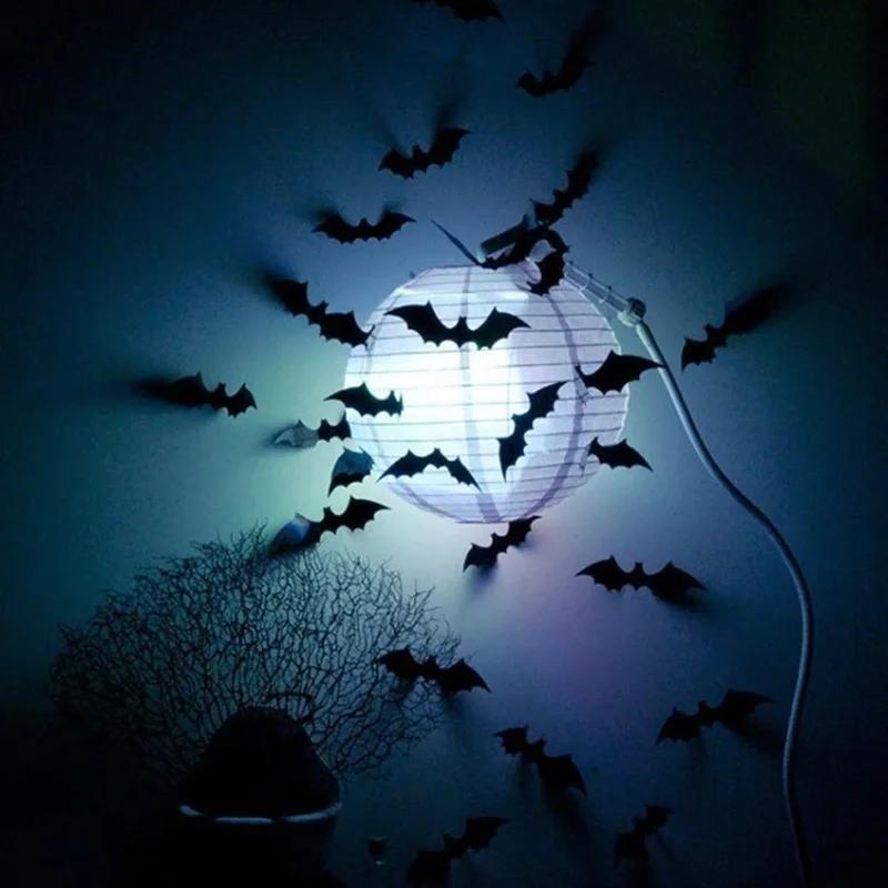 Kids Room Wall Sticker Halloween Atmosphere Decoration 3D Black PVC Bat DIY Bat Wall Sticker Home Wallpaper Home Festival Decor