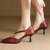 FOREADA Женские сандалии на шпильке с открытым носком и ремешком, повседневные туфли для вечеринок на лето, черные, винно-красные, размеры 33-46