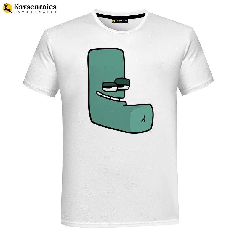 Футболка с 3D изображением алфавита, детская футболка с рисунком аниме для мальчиков и девочек, крутая уличная одежда с короткими рукавами, топы