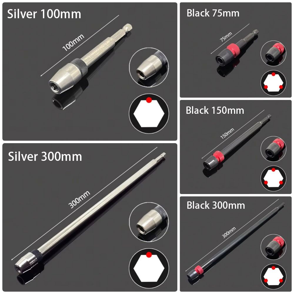 1Pcs 100/150/300mm Self-locking Extension Rod Extended Screwdriver Conversion Head
