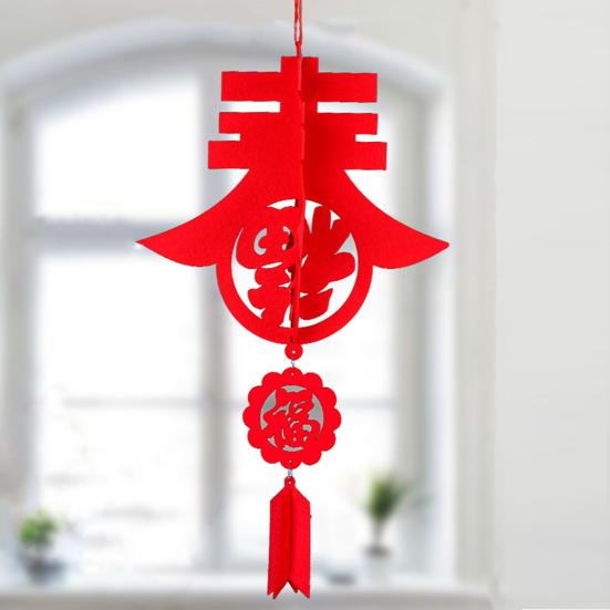 DIY Red Lantern Chinese New Year Hanging Lantern Self-Assembly Good Luck Traditional Lantern for Spring Festival Party