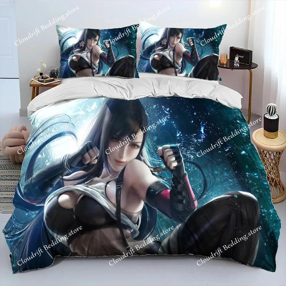 Tifa Aerith сексуальная девушка кружево мультфильм игра одеяло комплект постельного белья, пододеяльник постельный комплект пододеяльник наволочка, комплект постельного белья королевского размера