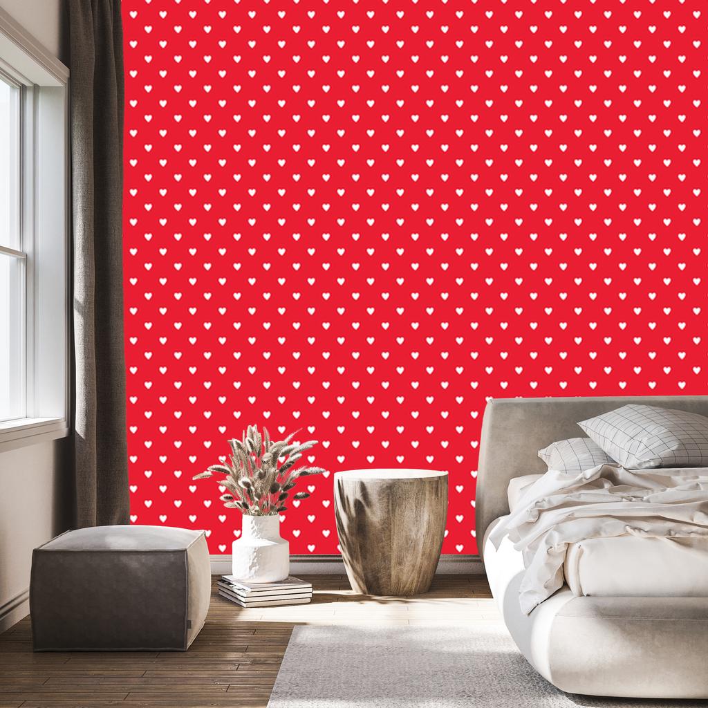 Hearts Wallpaper Red and Coral 50x1000