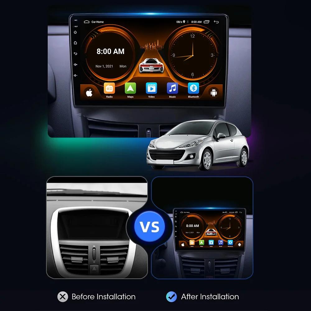 JIUYIN Автомагнитола для Peugeot 207 207CC 2006 - 2015 беспроводной CarPlay Android Auto автомобильные интеллектуальные системы Нет 2 din 2din DVD