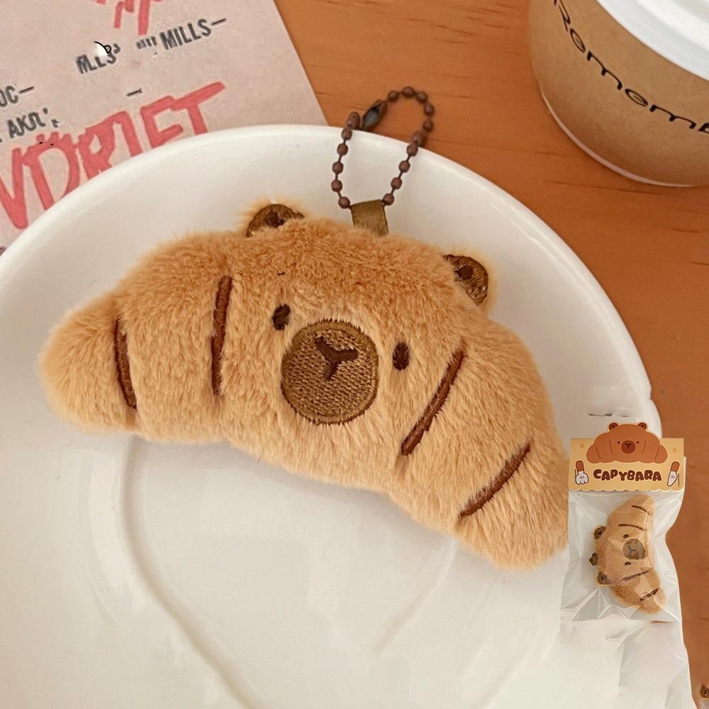 Croissant Capybara Pendant Decoration Plush Bread Key Chain Cute Bag Pendant Unisex
