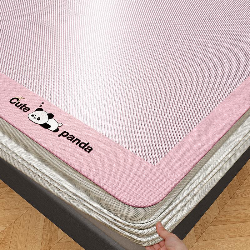 Machine Washable 3-Piece Ice Silk Cooling Mat Set with 2 Pillowcases, Breathable Summer Bed Sheet for Home Dorm, Soft Fitted Sheet