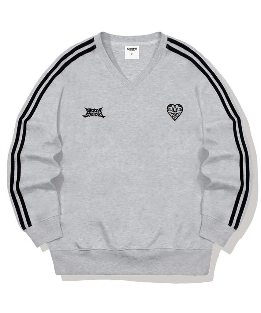 NESPA STUDIO Heart Point Oversized Track V-Neck Sweatshirt 5 Colors [Nspv_6003]