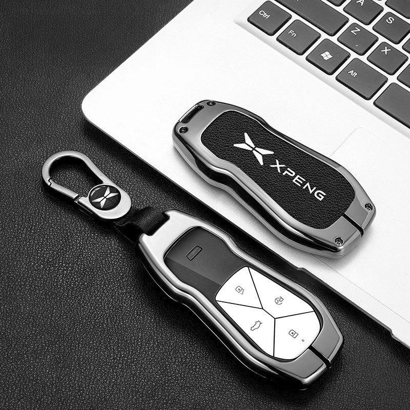 Чехол-брелок для ключа автомобиля из сплава+кожи для Xpeng Xiaopeng p7 p7i p5 g3 g3i g9 g6 22-23 Держатель Аксессуары для брелока в салоне