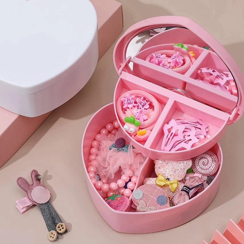 1 шт. Органайзер для хранения ювелирных изделий с зеркалом для макияжа в форме сердца, футляр для ювелирных изделий, сережек, колец, браслетов, подарок