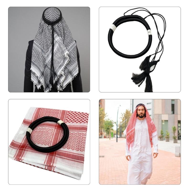 Традиционный шемаг Арабский платок для взрослых мусульман Пылезащитный арабский головной убор Повседневный пустынный шарф Повязка на голову