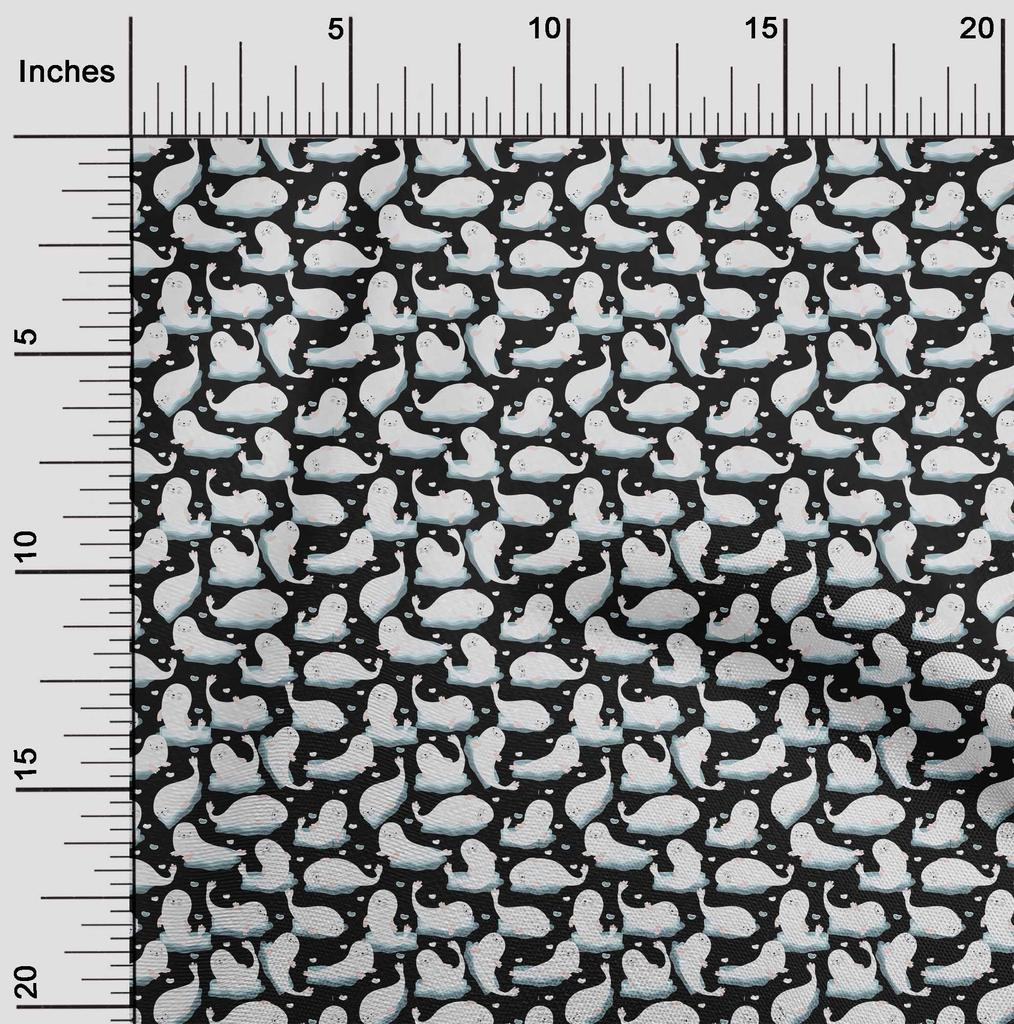 oneOone Cotton Flex Black Fabric Asian Kawaii Sewing Material Print Fabric By The Yard 40 Inch