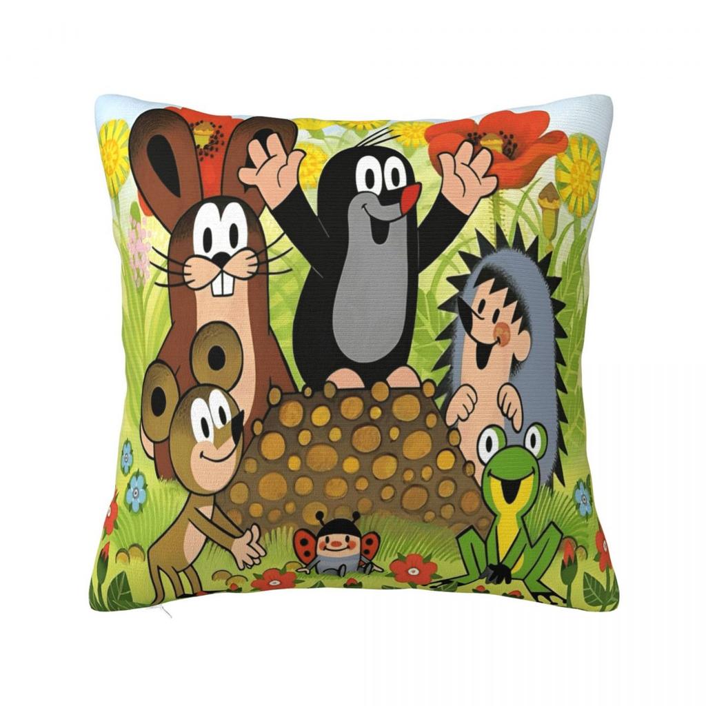 The Little Mole Cartoon Animal Printed Pillowcase Cushion Cover Throw Pillow Cover New Style Bedroom Decor Square Multiple Sizes
