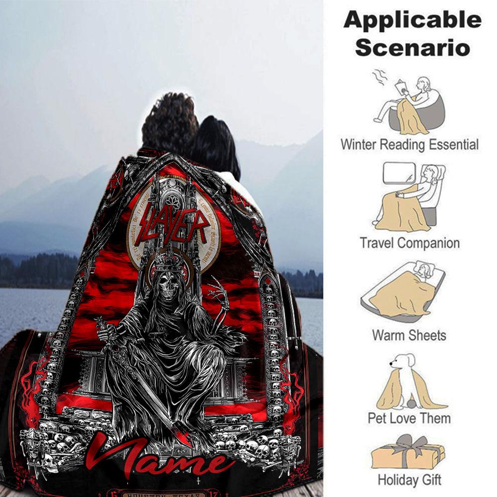 Customiz Name Personality Slayer logo Blanket Soft &Warm Sofa Office Bed Travel Lunch Break Blanket, Gift Suitable All Seasons