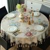 Retro Jacquard Tassel Round Tablecloth Table Decoration Dining Room Coffee Fabric Table Cover Party Luxury Floral European