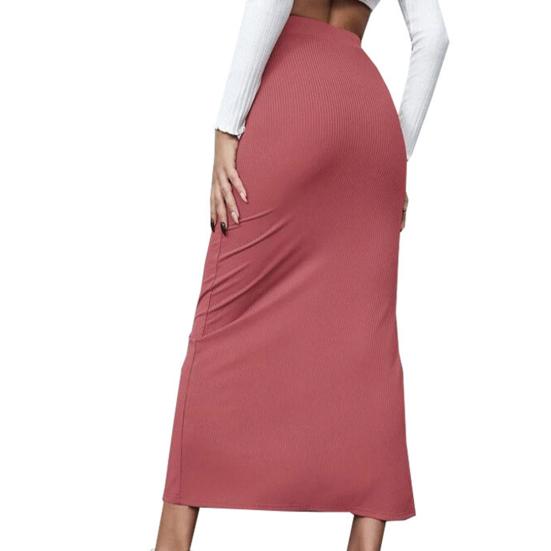 Женская юбка-полубоди с высокой талией, облегающая юбка с разрезом по низу, однотонная юбка для работы, повседневной носки, свиданий