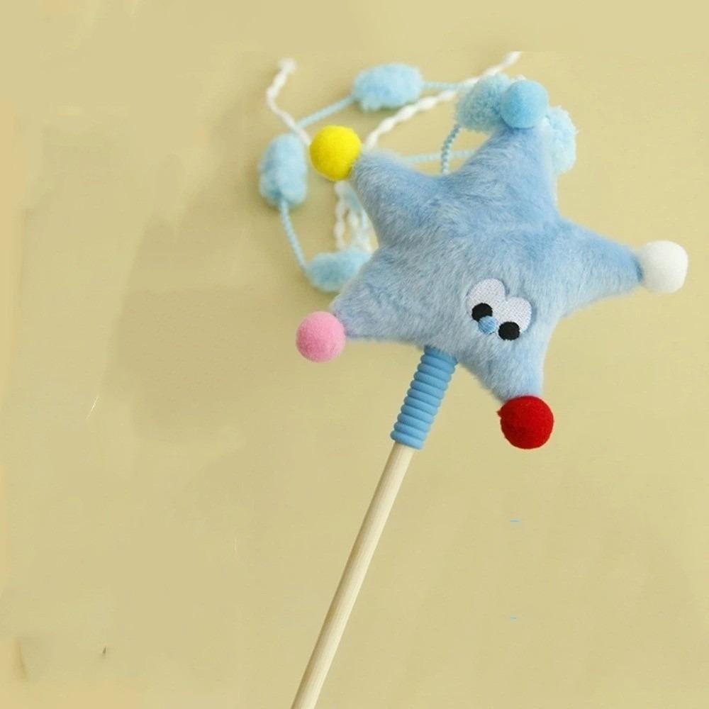Cartoon Interactive Cat Toy Long Handle Cat Teasing Pole Kitten Teaser Wand Entertaining Toys
