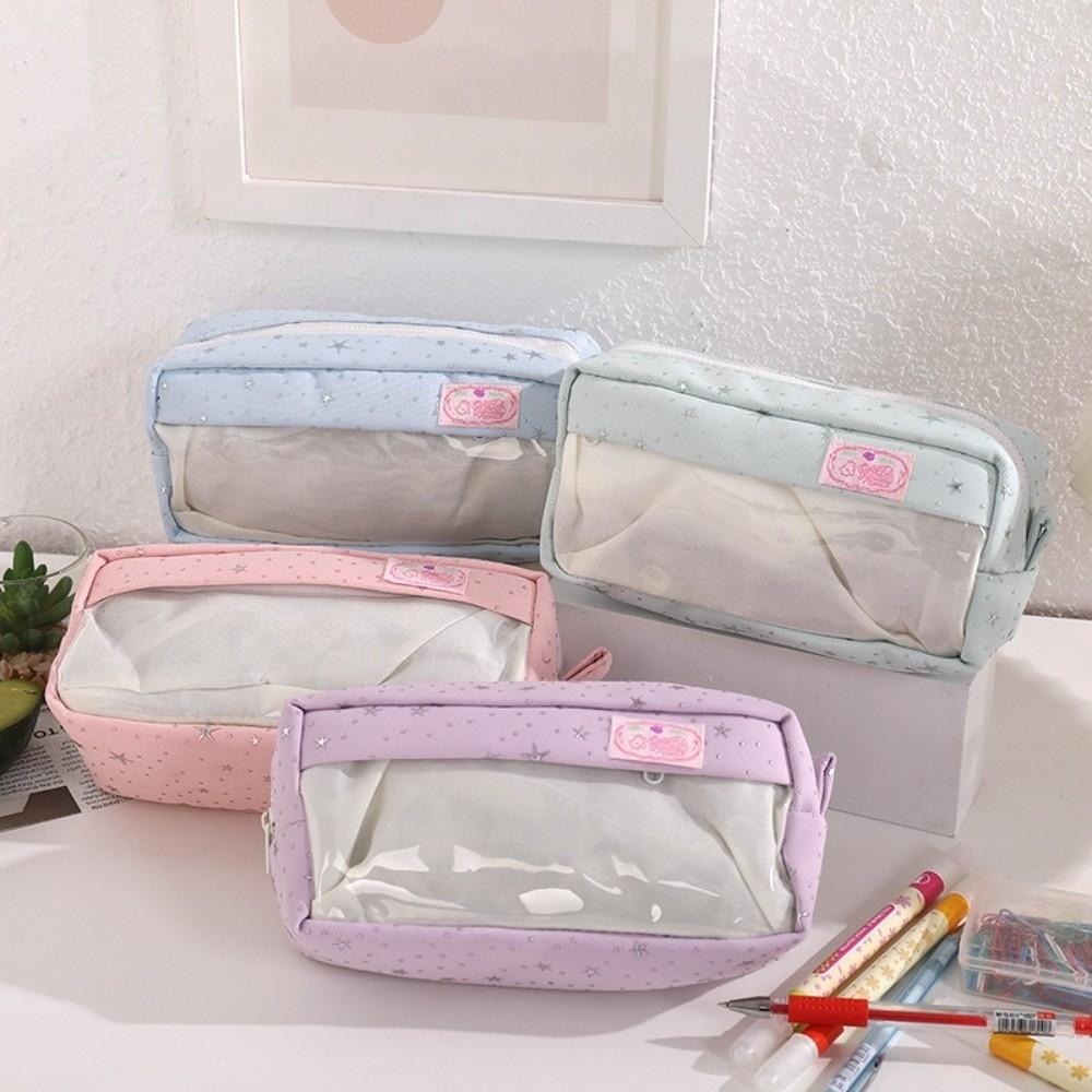 Large-capacity Pen Bag Star Print Pencil Pouch Portable Stationery Pouch  School Supplies