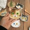 1PC Mini Serving Dishes Adorable Snack Plates Perfect Housewarming Gift Ceramic Cartoon Cat Head Kitchen Spoon Holder Cute
