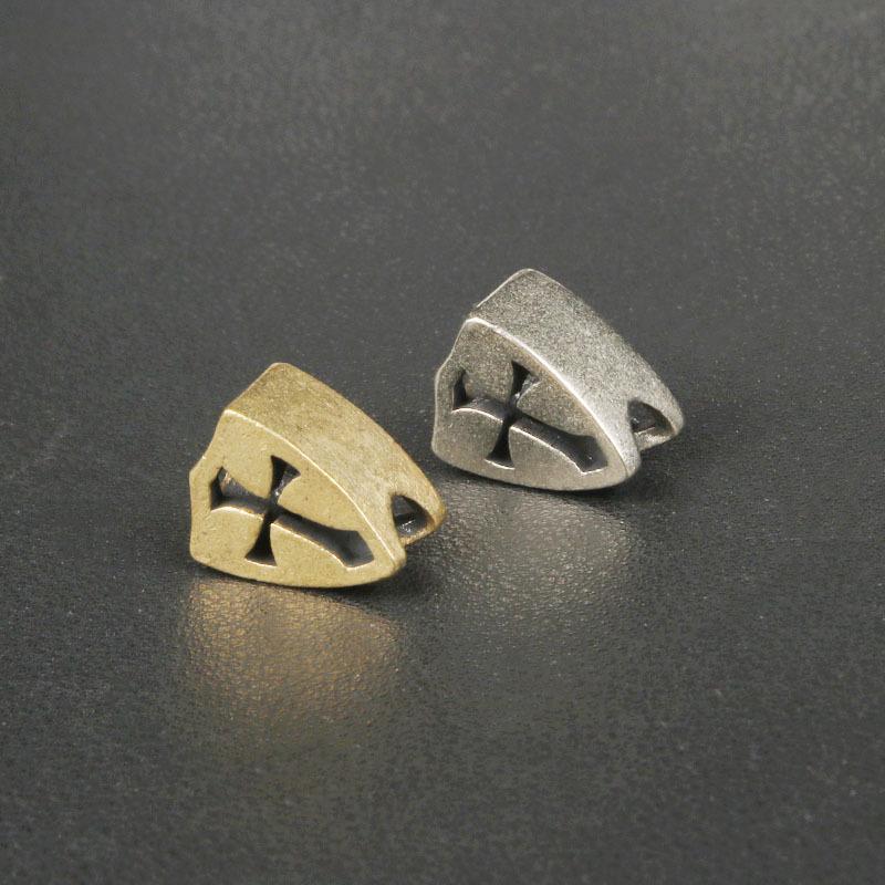 Brass Openwork Cross Shield EDC Knife Lanyard Pendant, Rope Spacer Bead, DIY Accessory Keychain Charm.