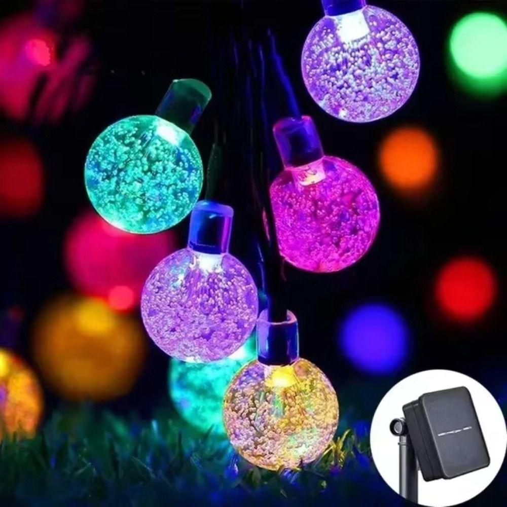 100 LED Solar Bubble Ball String Lights, 12M Long IP65 Waterproof LED Fairy Light, 8 Lighting Modes, Crystal Ball Design