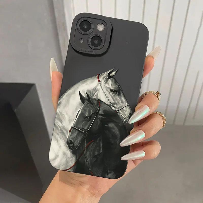 Винтажный Черно-Белый Чехол для Телефона с Лошадью для Samsung Galaxy A56 A55 A36 A35 A26 A25 A15 5G A24 A23 A52 A52S A71 A72 4G