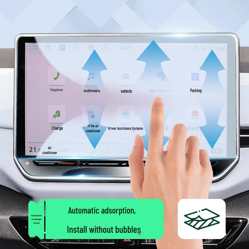 Закаленное стекло для экрана и пленка для центральной консоли Volkswagen ID4X CROZZ для декора интерьера