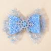 2Pcs Ice and Snow Double Sequin Pearl Bow Hair Accessories Snowflake Mesh Blue Decorative Hair Accessories Headgear