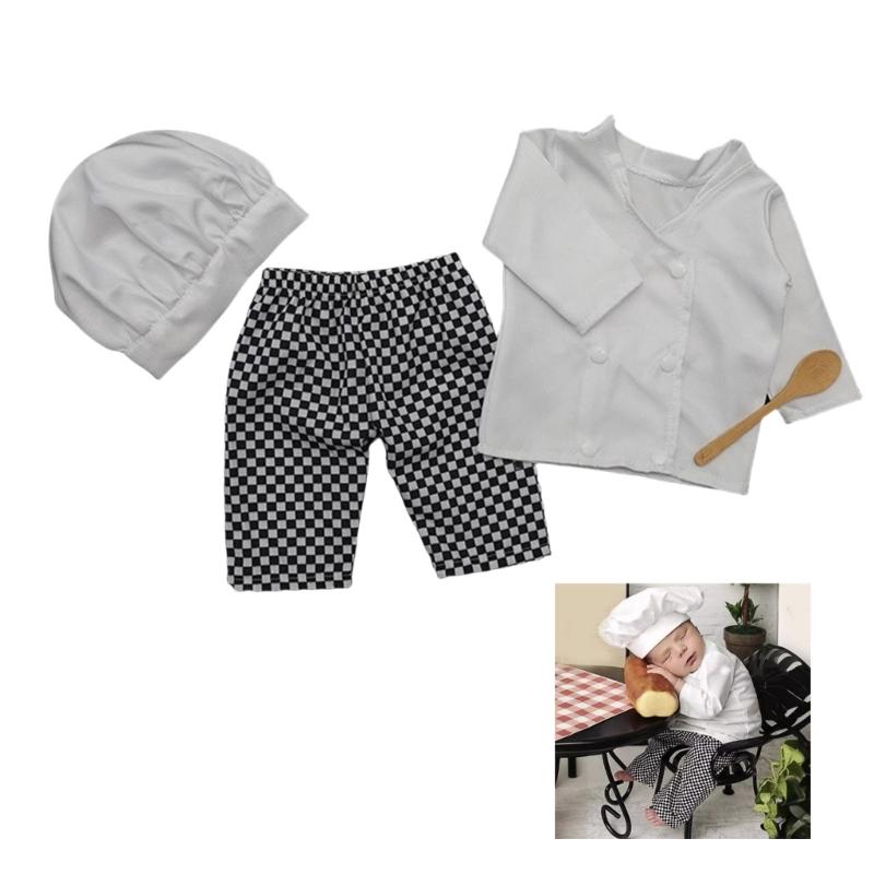 3 шт. Реквизит для фотосессии Костюм для младенцев Мальчиков Девочек Новорожденных Шеф-повара Одежда для фотосессии Младенца Косплей Вечеринка Реквизит Фото-наряд