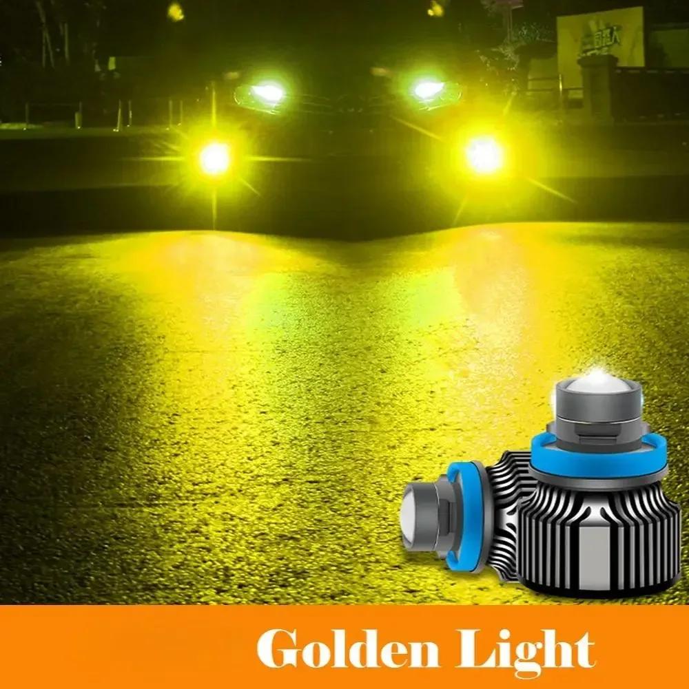 1PC 12V Laser Lens H7 H11 H8 H9 9006 HB4 Car Lens Headlight Led Fog Light Bulb LED Lamp White Yellow Ice Blue Turbo Fog Light