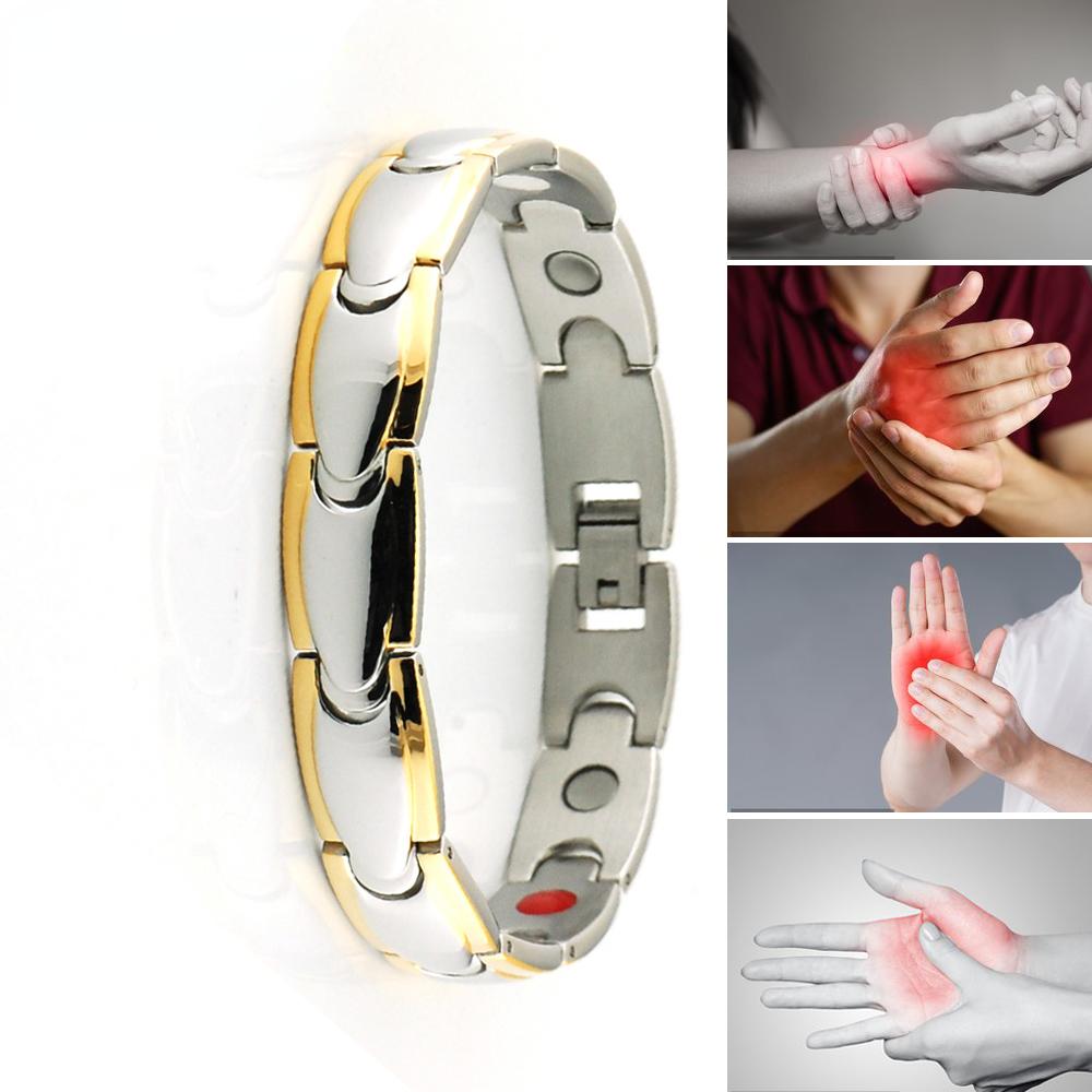 Ikuinen Magnetic Bracelet Men Stainless Steel Magnet Germanium Gold Chain Bracelet Male Christmas Bracelet for Men Jewelry