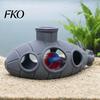 Retro Submarine Ornament 3D Printed Hollow Fish Tank Decorations, Aquarium Shrimp Hideout Breeding Ornament, Hiding Cave Shelter for Betta