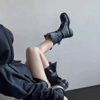 Ретро британские ботинки Мартин женские 2025 осень новые толстый каблук пряжка ремня короткие ботинки ботинки-локомотивы универсальные одинарные ботинки тренд