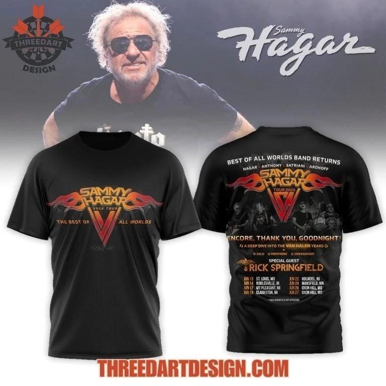 Sammy Hagar 2026 Tour T-Shirt The Best Of All Worlds Concert Rock Band Unisex