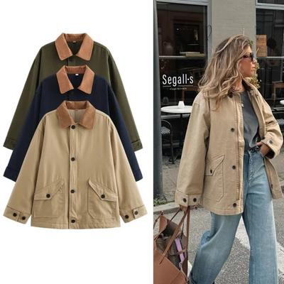 Женская лоскутная куртка с контрастным дизайном, однобортная, с лацканами, в повседневном ретро-стиле, с длинными рукавами, теплая хлопковая куртка