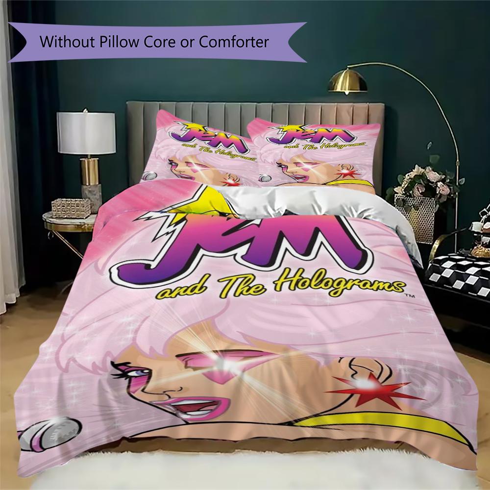 Jem Pattern Bedding,Quilt Set Quilt Cover Pillowcase Home Birthday Gift(1 * duvet cover + 2 * pillowcase, without core)_lx