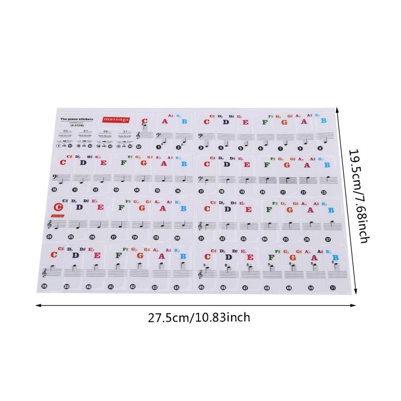 Piano Sticker Keys New Colorful Transparent Piano Keyboard Stickers Electronic Keyboard Sound Name Key Piano Accessories