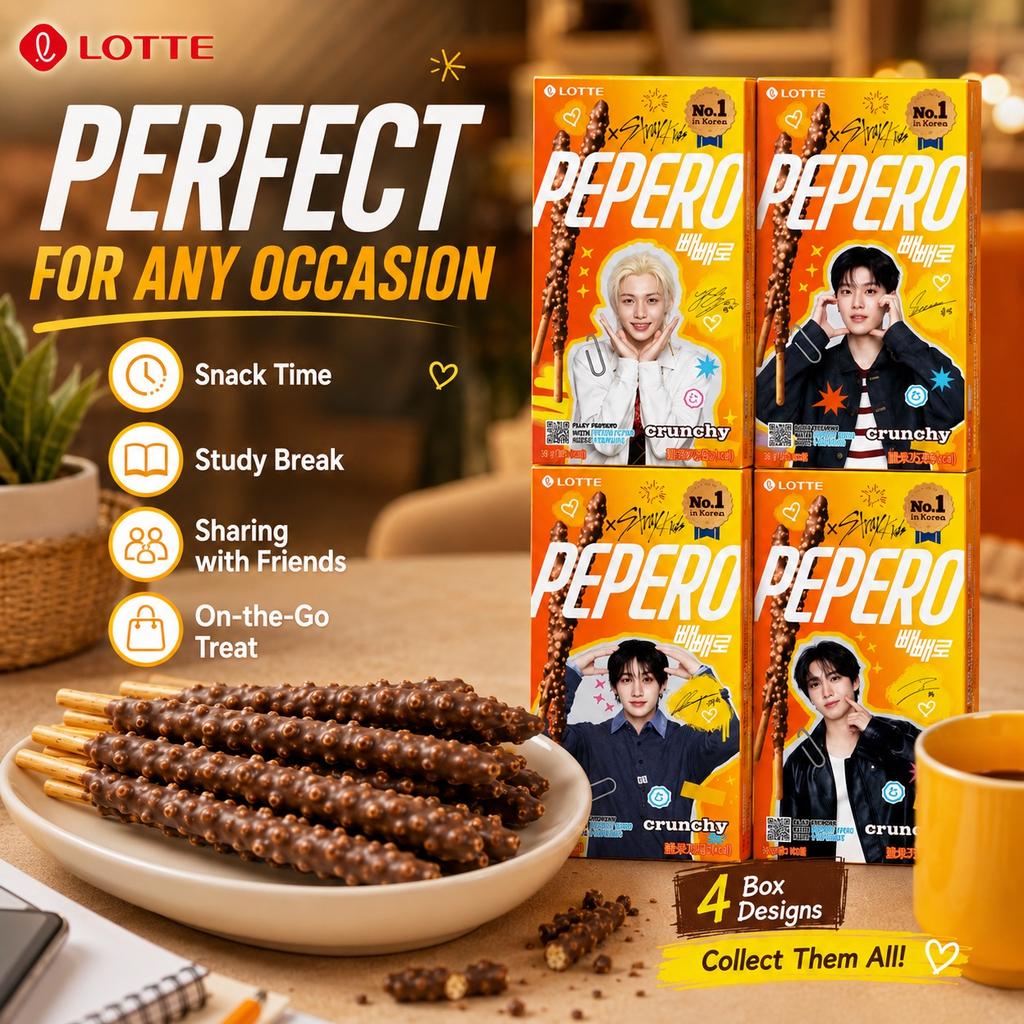Lotte Пеперо Хрустящие Шоколадные Бисквитные Палочки 39г Версия Мальчиковой Группы Случайная Отправка