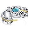 Feather Ring For Women, Imitation Turquoise Fashion Jewelry, Vintage Personalized Design Ring
